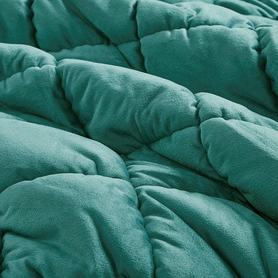 English Elm Twin Plush Velvet Comforter Set with Box Quilting & Down Alternative Fill for Cozy Sleep Retreat Teal 22.05 L x 19.68 W x 11.02 H B035P203240