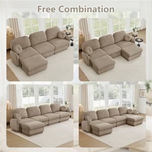 English Elm Chenille Cloud Loveseat with Quilted Back Cushions Deep Foam Seat Modern Living Room Sofa Light Coffee W714S01756