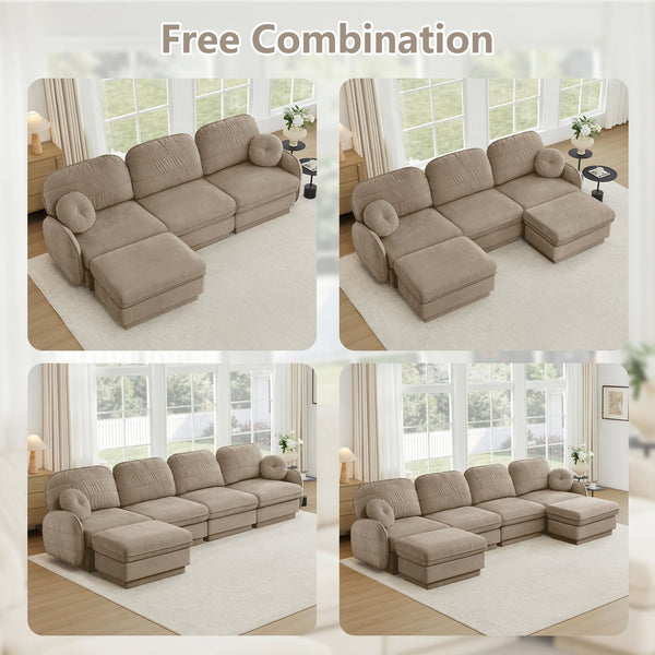 English Elm Chenille Cloud Loveseat with Quilted Back Cushions Deep Foam Seat Modern Living Room Sofa Light Coffee W714S01756
