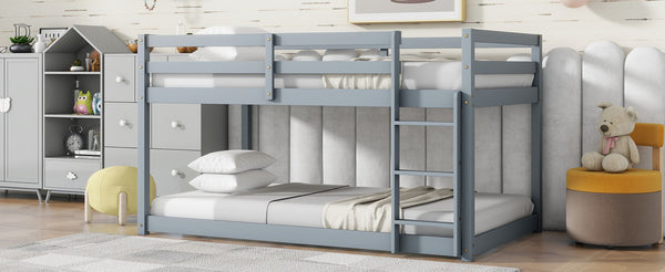 English Elm Solid Rubberwood Twin-Over-Twin Bunk Bed With Ladder – Sturdy, Space-Saving Design In Grey Finish W504P191644-GIGA