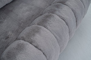 English Elm Floral-shaped Faux Fur Two Seater Sofa Sculptural Petal Design for Cozy Living Rooms Gray W2012P399202