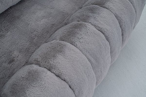 English Elm Floral-shaped Faux Fur Two Seater Sofa Sculptural Petal Design for Cozy Living Rooms Gray W2012P399202