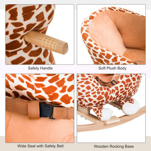 English Elm Qaba Giraffe Plush Toddler Rocking Ride on Toy with Sound and Safety Belt W2225P200647