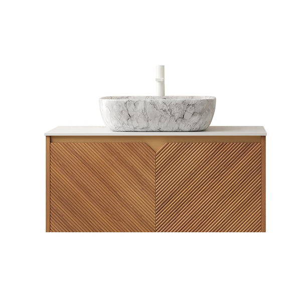 English Elm RUBEN 36" Bathroom Vanity with High-Hardness Marble Ceramic Basin, Twill Wood Doors & Soft-Close SystemRUBEN 36" Bathroom Vanity with High-Hardness Marble Ceramic Basin, Twill Wood Doors & Soft-Close System Brown Oak,Carrara White,Stone Gray W2615S00319