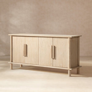 English Elm Milo Reclaimed Pine Four Door Sideboard with Cerused Grain for Dining Room B2719P485494
