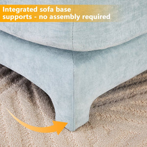 English Elm Three-Seater Sofa In Sky Blue Chenille - Ergonomic Design With Lumbar Pillow, Perfect For Any Space! W714S01206-GIGA