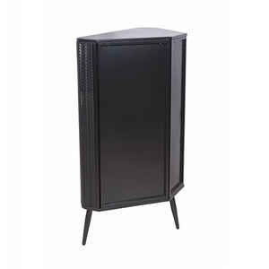 English Elm Modern 3-Tier Corner Storage Cabinet Antique Black Steel with Tempered Glass Doors, Space-Saving Organizer W3122P272936