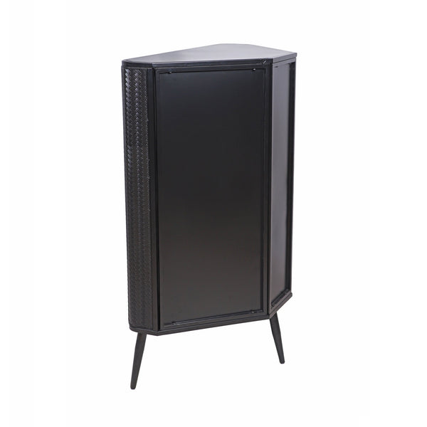 English Elm Modern 3-Tier Corner Storage Cabinet Antique Black Steel with Tempered Glass Doors, Space-Saving Organizer W3122P272936