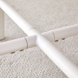 English Elm A modern minimalist circular dining table 42" white patterned MDF top, metal legs, seats 4-6, easy assemble W1151P152778