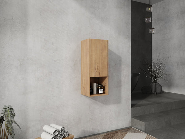 English Elm 12" Bathroom Side Cabinet with Soft-Close Hinges, Wall-Mounted Floating Oak Finish, Space-Saving Storage W999P283315