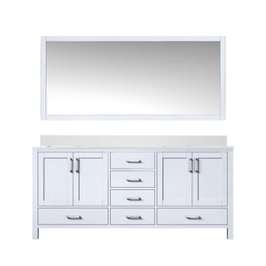 English Elm White Double Bath Vanity 72" W x 22" D with Cultured Marble Top, Soft-Close Drawers & 70" Mirror B2731S00792