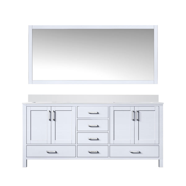 English Elm White Double Bath Vanity 72" W x 22" D with Cultured Marble Top, Soft-Close Drawers & 70" Mirror B2731S00792