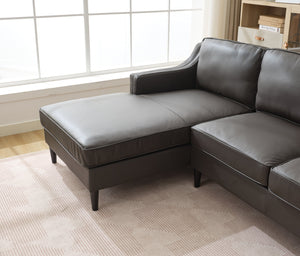 English Elm 94.5 Inch L-Shaped Genuine Leather Sofa With Left Chaise Lounge - Modern Espresso Elegance For Home W791S00023