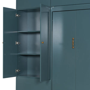 English Elm Queen Murphy Bed with L-shaped Velvet Sofa Storage Cabinets for Studio Living Green LP000765AAA-1