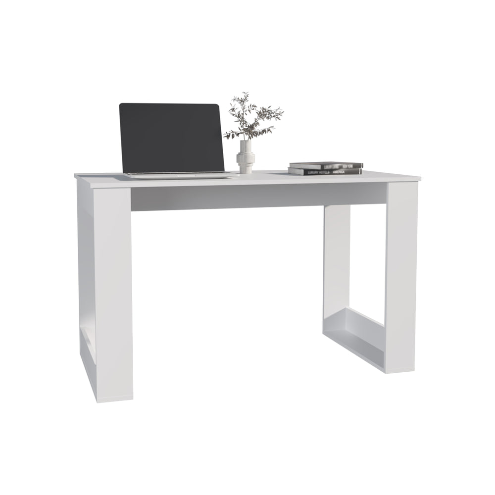 English Elm Oviedo 120 Writing Desk with Foldable Design, White MDF, 47.2" Compact Home Office Workspace B070P337164