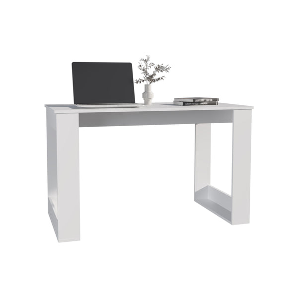 English Elm Oviedo 120 Writing Desk with Foldable Design, White MDF, 47.2" Compact Home Office Workspace B070P337164