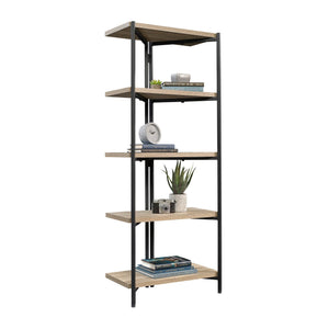 English Elm Bookcase, Versatile Brown-Finish Design With Durable Metal Frame For Modern & Rustic Interiors B356P367754
