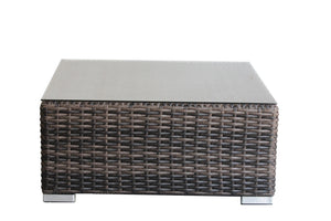 English Elm Minnesota Outdoor Coffee Table 28" Square Brown Wicker with Tempered Glass Top, Rustproof, No Assembly B120P233879