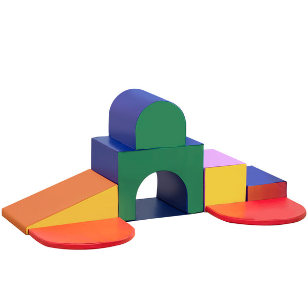 English Elm Qaba 7 Piece Foam Toddler Climbing Playset with Tunnel Ramp and Steps for Indoor Fun W2225P217353
