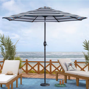 English Elm 9 Ft Striped Outdoor Patio Umbrella with Crank Tilt Aluminum Pole Uv Protection B082P454949