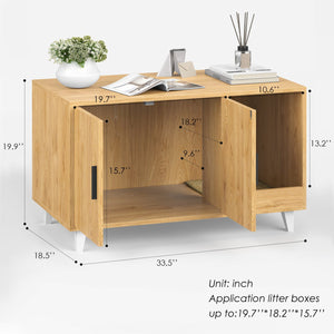 English Elm STARY Hidden Cat Litter Box Enclosure Furniture with Scratch Pad, Odor-Control, Sturdy 120LB Load Natural T3623P339385