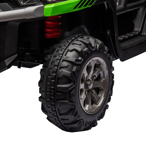 English Elm 24v Kids Ride on Dump Truck Two Seat Electric Utv with Tilting Bed and Remote Control Green W1578P188523
