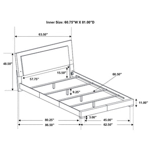 English Elm Strick White High Gloss Queen LED Panel Bed with Solid Wood/MDF, Slatted Design, Energy-Saving Light B062S00671