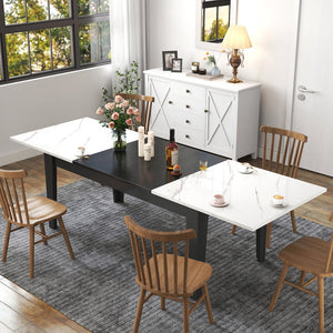 English Elm Dining Table Extendable Woodgrain Melamine Top Seats up to Ten Open Plan Kitchen White Line W331S00209