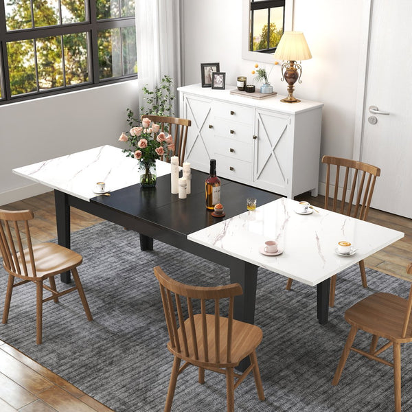 English Elm Dining Table Extendable Woodgrain Melamine Top Seats up to Ten Open Plan Kitchen White Line W331S00209