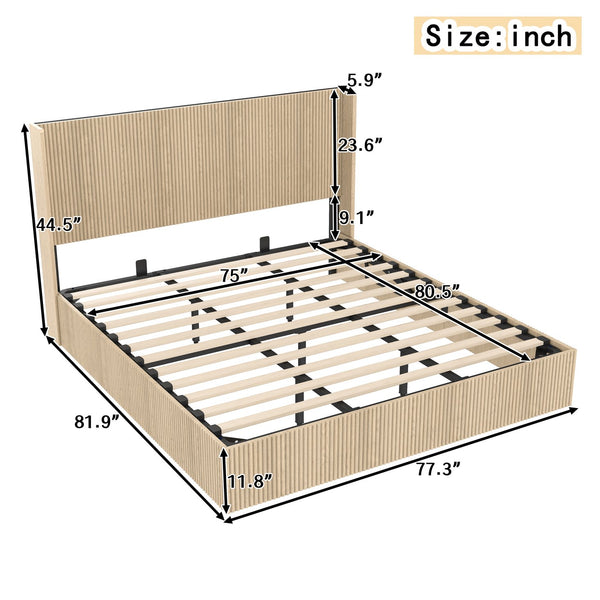 English Elm (queen) Walnut Platform Storage Bed Hydraulic Lift Mdf Frame Wooden Slat Base W1858S00007