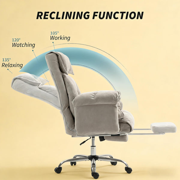 English Elm Reclining High Back Desk Chair with Flannel Cushioning and Extendable Footrest T3971P440171