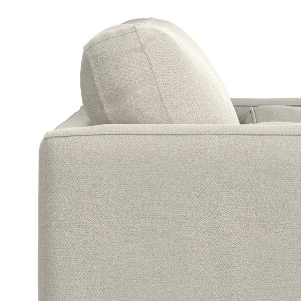 English Elm Morrison Sculptural Mid-century Armchair with Rubberwood Legs and Performance Fabric Cream White B136P420740