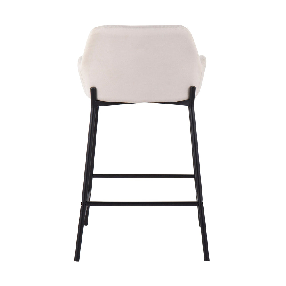 English Elm Daniella Industrial Counter Stools - Set Of 2 With Black Metal Frame & Cream Fabric For Style & Comfort B202S00043