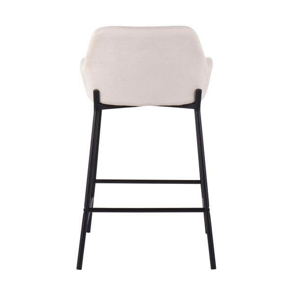 English Elm Daniella Industrial Counter Stools - Set Of 2 With Black Metal Frame & Cream Fabric For Style & Comfort B202S00043