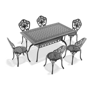 English Elm 7-Piece All-Weather Cast Aluminum Dining Set With Elegant Black Finish For Outdoor Gatherings W1710S00236