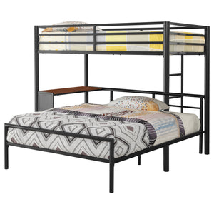 English Elm Blair Gunmetal Twin-Over-Full Workstation Bunk Bed with Built-In Desk Space-Saving Metal Loft Frame B062S00963