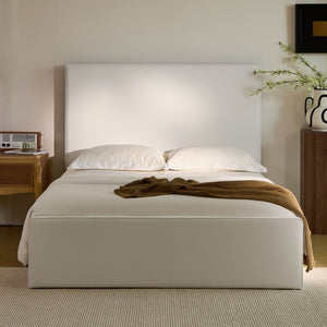 English Elm Lucas Tall Headboard Upholstered Bed - 52” Elegant Coconut Micro Suede – No Box Spring Needed & Easy Setup! B083P373030