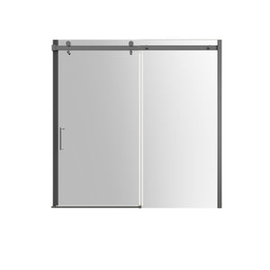 English Elm 56-60 in Semi-frameless Sliding Bathtub Door Matte Black 8mm Tempered Clear Glass W637P349406