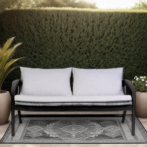 English Elm Liora Outdoor Sofa: Stylish Dark Eucalyptus Wood, Gray Rope, Plush White Cushions For Comfort B2736P354323