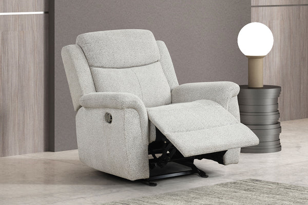 English Elm Contemporary Sandbach Manual Glider Recliner with Padded Track Arms, Smooth Motion, Soft Neutral Fabric Upholstery Light Gray 36 L x 30 W x 27 H B2741P385040