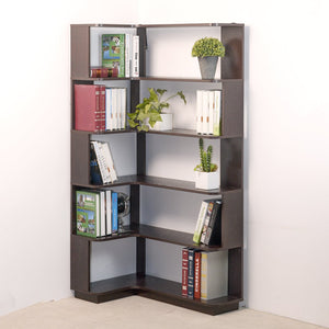 English Elm 90cm L-shaped Corner Bookcase Open Mdf Shelving Unit for Office or Bedroom W2899P444158
