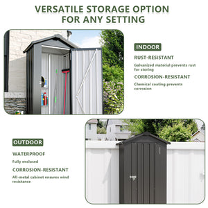 English Elm Campcraft Galvanized Iron Compact Metal Garden Shed Waterproof Lockable Outdoor Storage W1598P283839