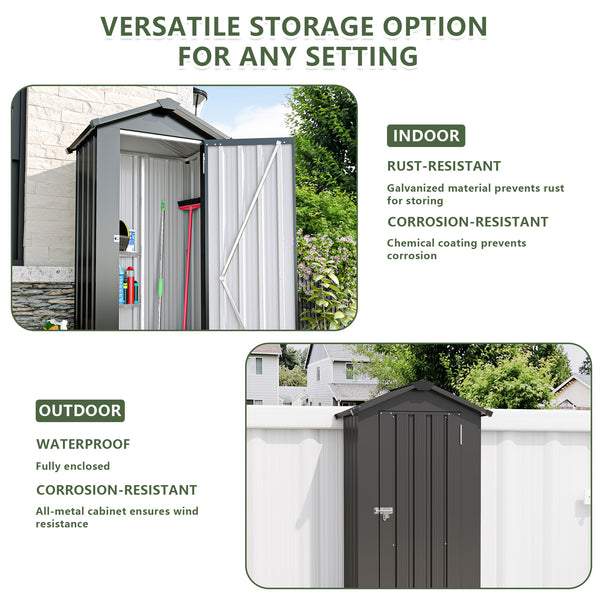 English Elm Campcraft Galvanized Iron Compact Metal Garden Shed Waterproof Lockable Outdoor Storage W1598P283839
