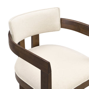 English Elm Christopher Knight Home® - 26" Contemporary Upholstered Counter Stool Set of 2 with Curved Solid Wood Back, Durable Rubberwood Frame Beige,Walnut N771P361764T