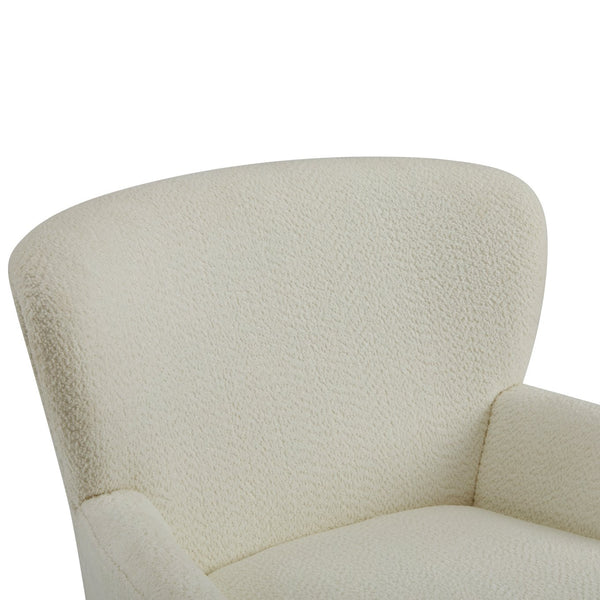 English Elm Christopher Knight Home® - Gerald Boucle Upholstered Club Chair with Tapered Birch Legs, Tonal Piping and Cozy Texture Off-White+Black 32.25 L x 27.75 W x 20.75 H N776P243710W