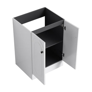 English Elm 24" Freestanding Bathroom Vanity with Integrated Basin Design, Adjustable Shelf & 3 Metal Handles, Eco Plywood Finish White W999P241064