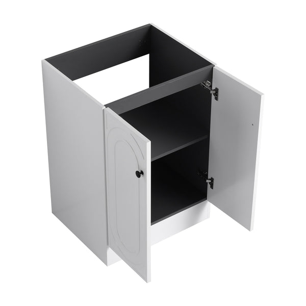 English Elm 24" Freestanding Bathroom Vanity with Integrated Basin Design, Adjustable Shelf & 3 Metal Handles, Eco Plywood Finish White W999P241064