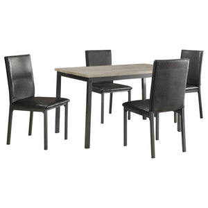 English Elm Macy Modern 5-Piece Dining Set in Black Metal & Grey Wood Top with Faux-Leather Chairs, Sleek Design B062S00896