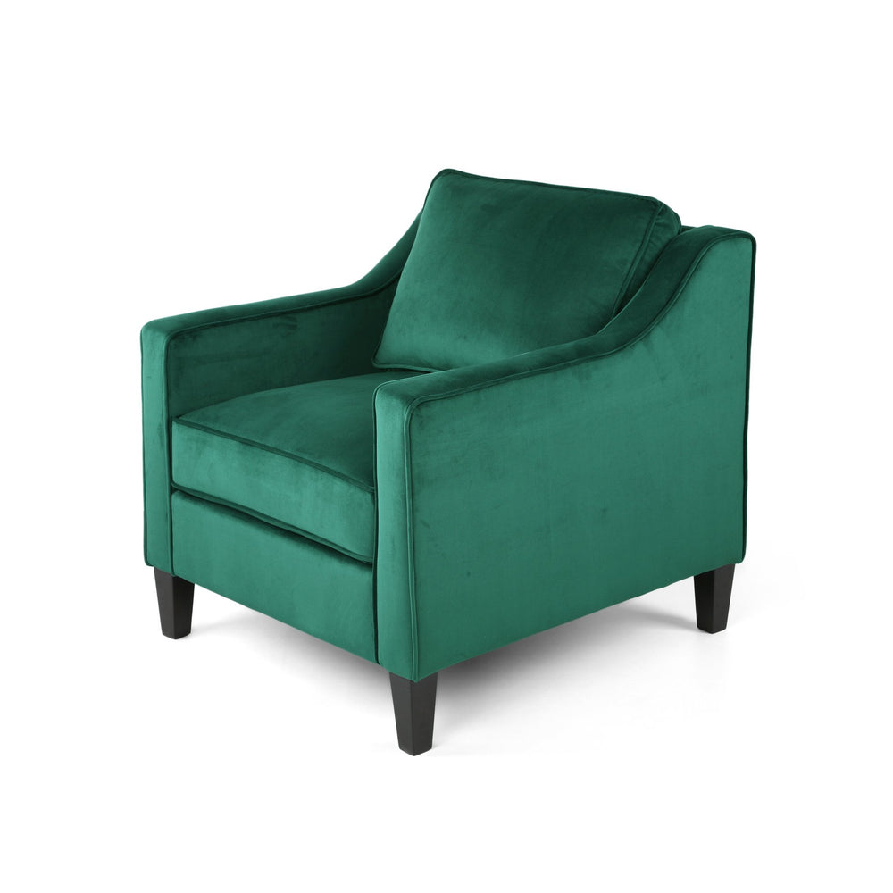 English Elm Christopher Knight Home® - Green Velvet Upholstered Club Chair with Tapered Legs, Tonal Piping & Luxe Polyester Velvet Comfort N758P268293G