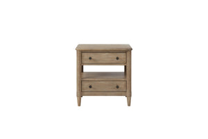 English Elm Open Nightstand with Two Drawers and Felt-Cedar Linings, Solid Wood+MDF, Custom Hardware, Durable Finish Sand 29.25 L x 20.5 W x 25.75 H B2699P218787